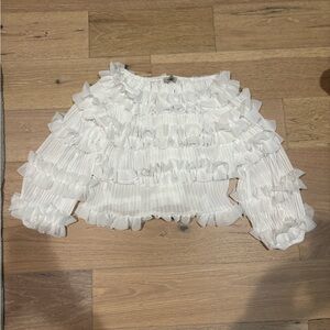 NWOT Antonello Serio White Ruffled Blouse MADE IN ITALY